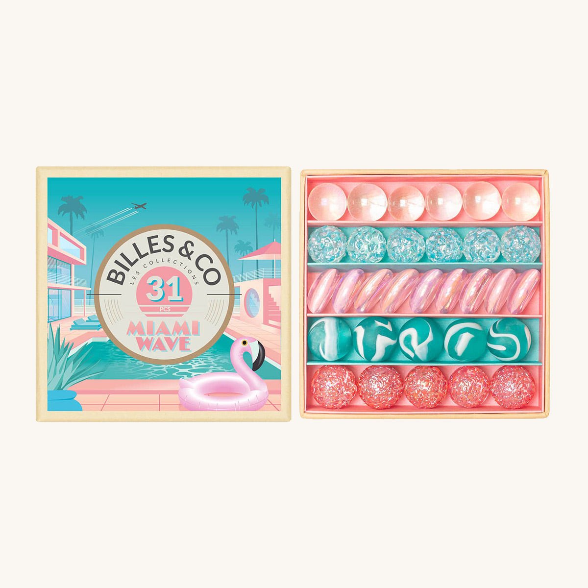 Billes & Co Miami Wave Marbles Mini Box - Haliburtons & Co.