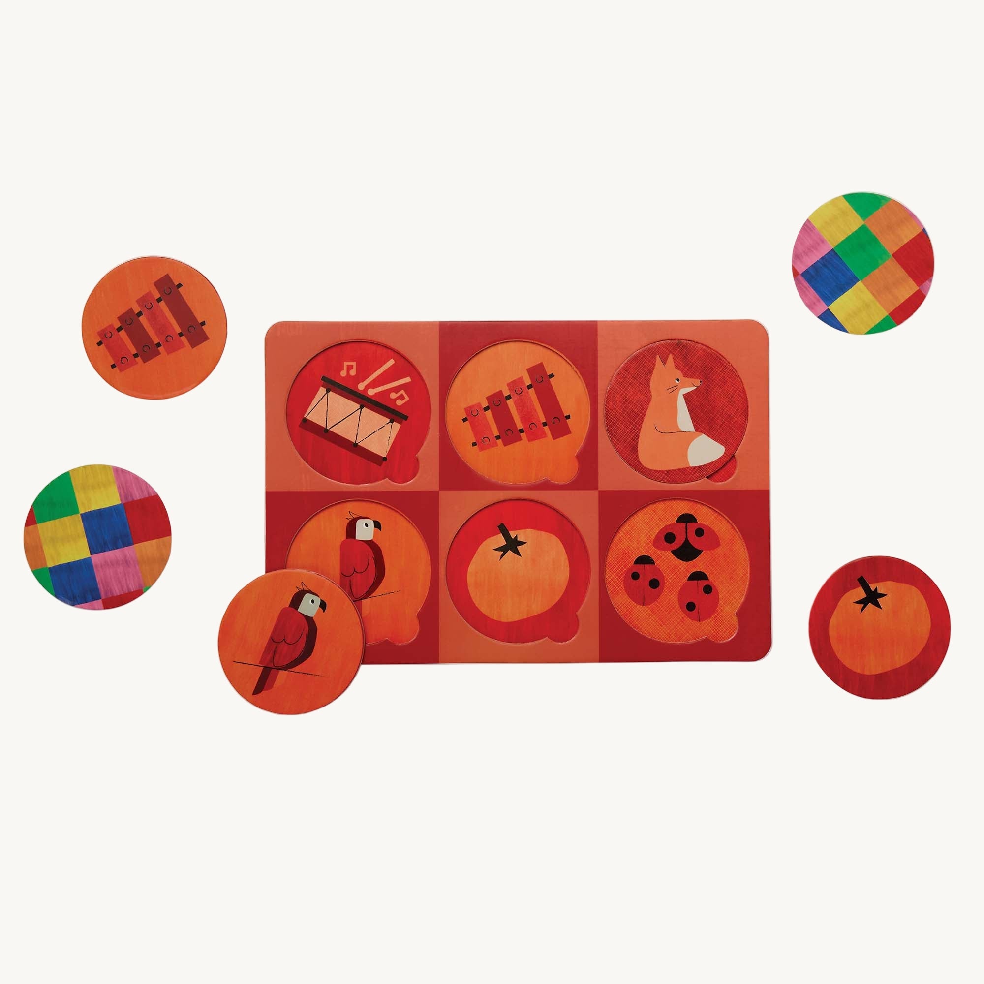 Colorful puzzle with geometric shapes on a white background