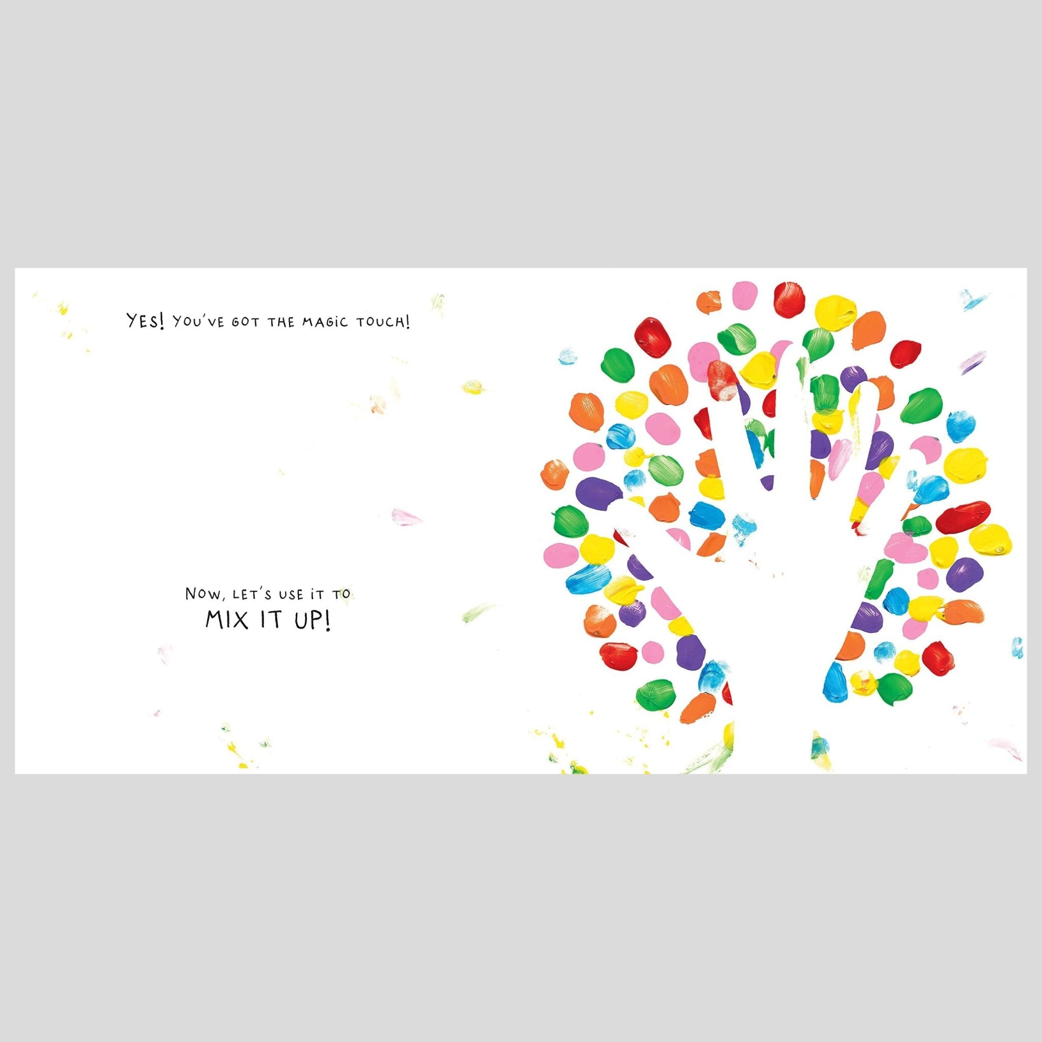 Colorful fingerprint design with text on a white background