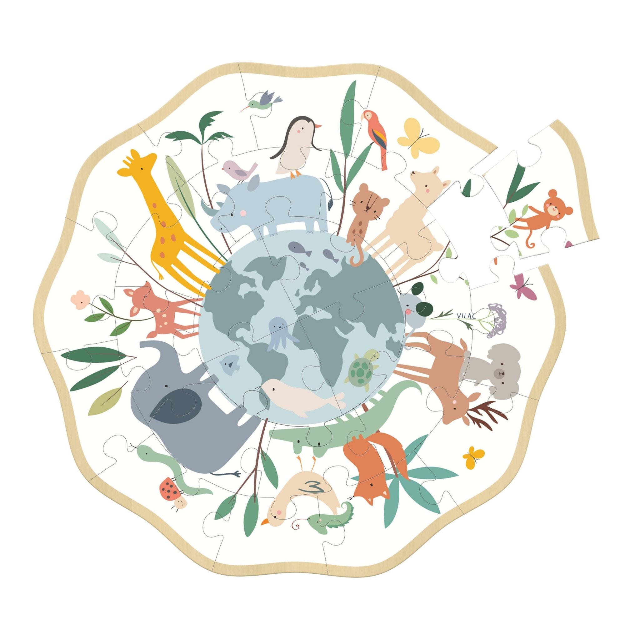 Sarah Betz The World 24 Pc Puzzle by Vilac - Haliburtons & Co.