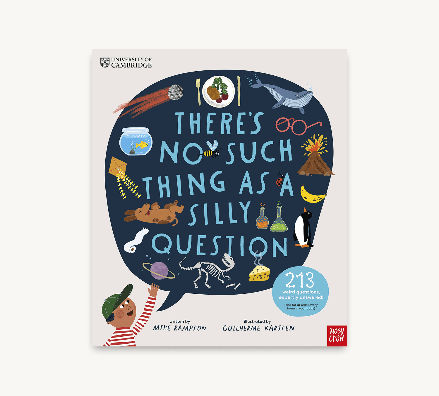 Book cover with illustrations and text 'There's no such thing as a silly question' on a white background