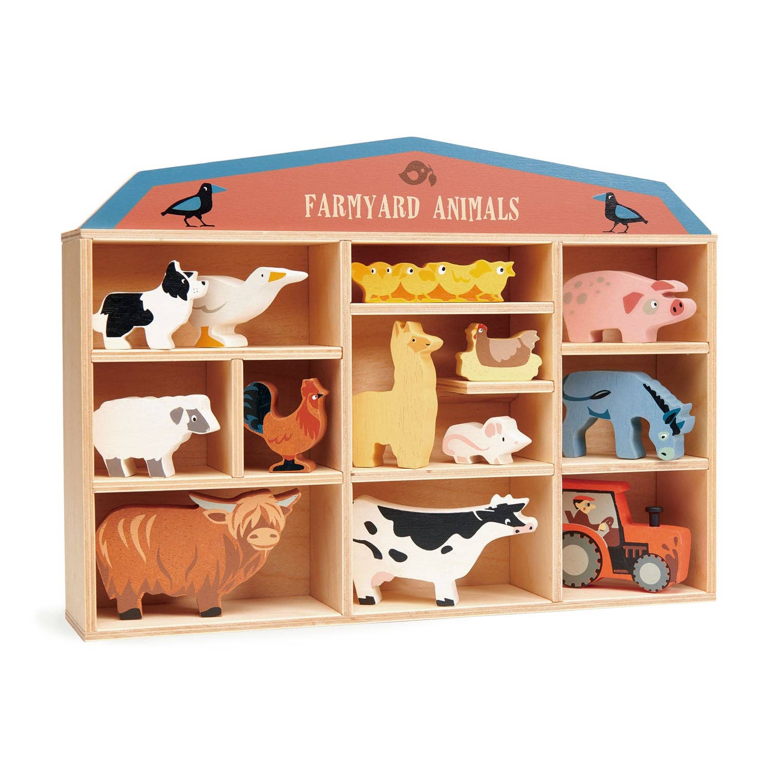 13 Farmyard Animals And Shelf by Tender Leaf Toys - Haliburtons & Co.