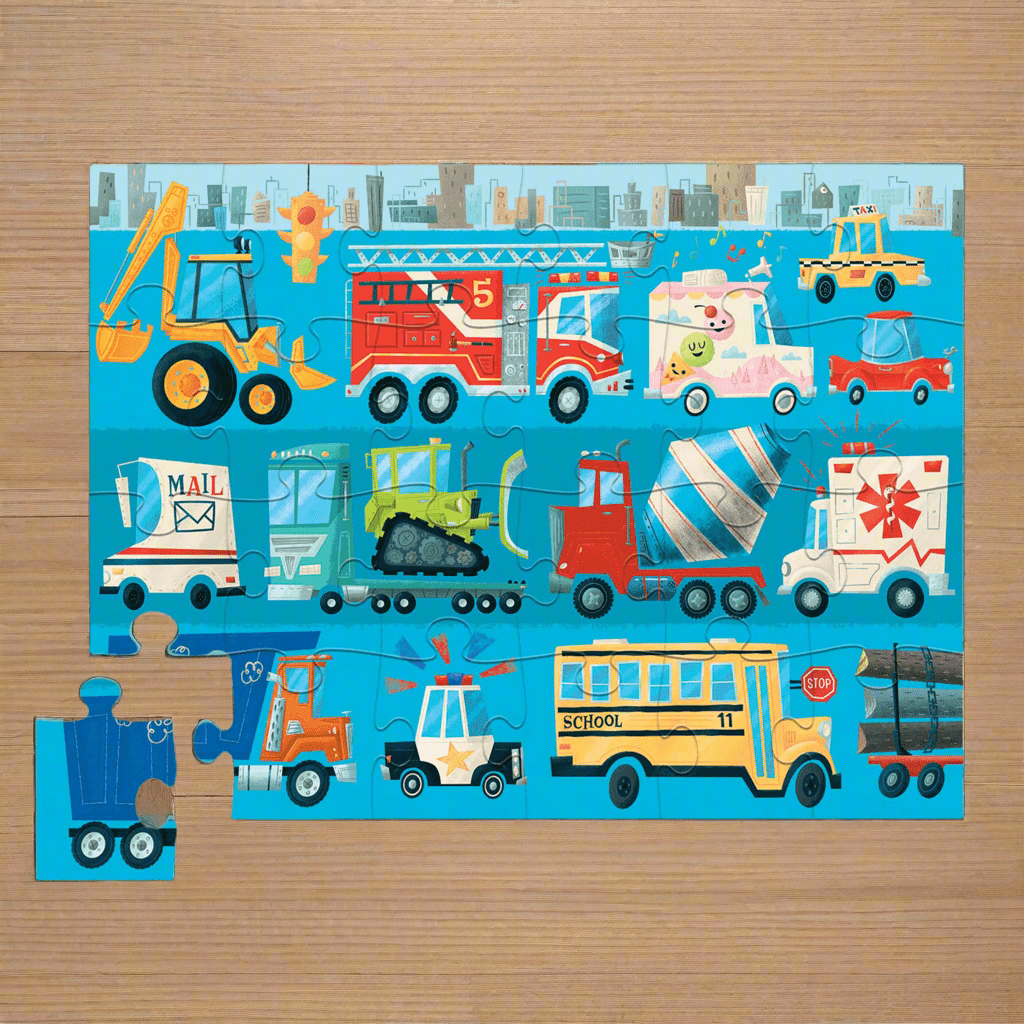 24 - Piece Vehicles Floor Puzzle Case - Haliburtons & Co.