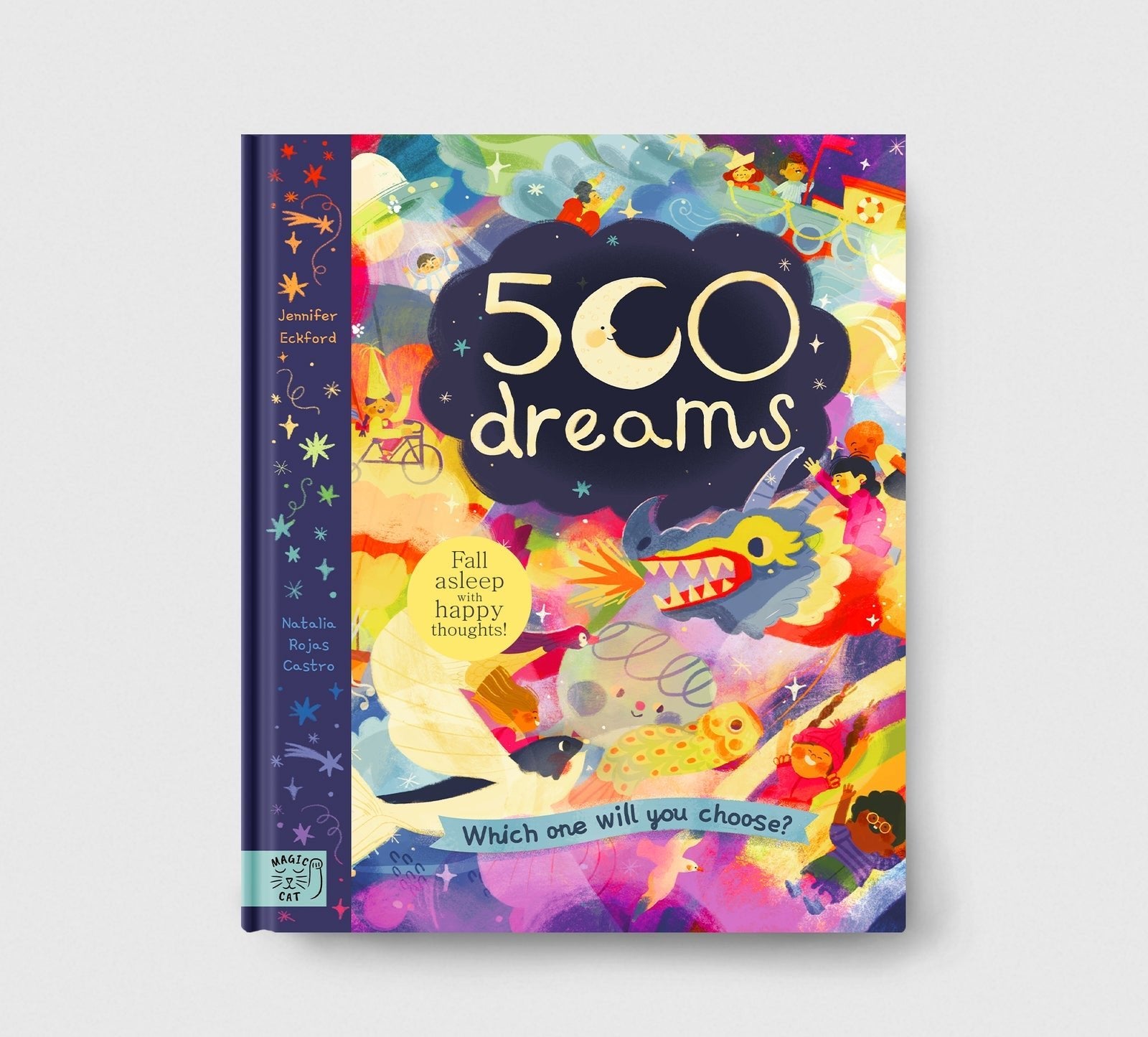 Colorful book titled '500 Dreams' with various illustrations on a white background