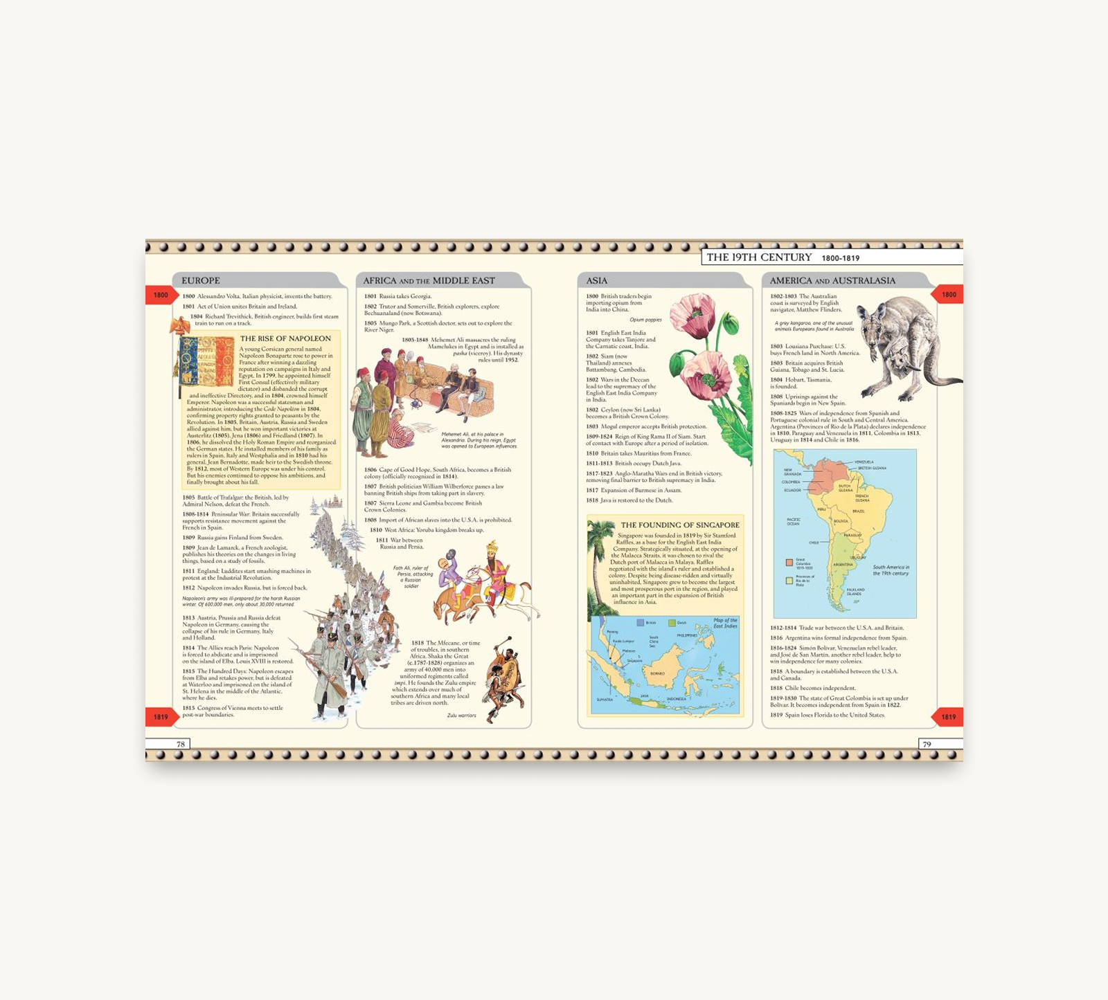Educational book or magazine with illustrations and text on a white background