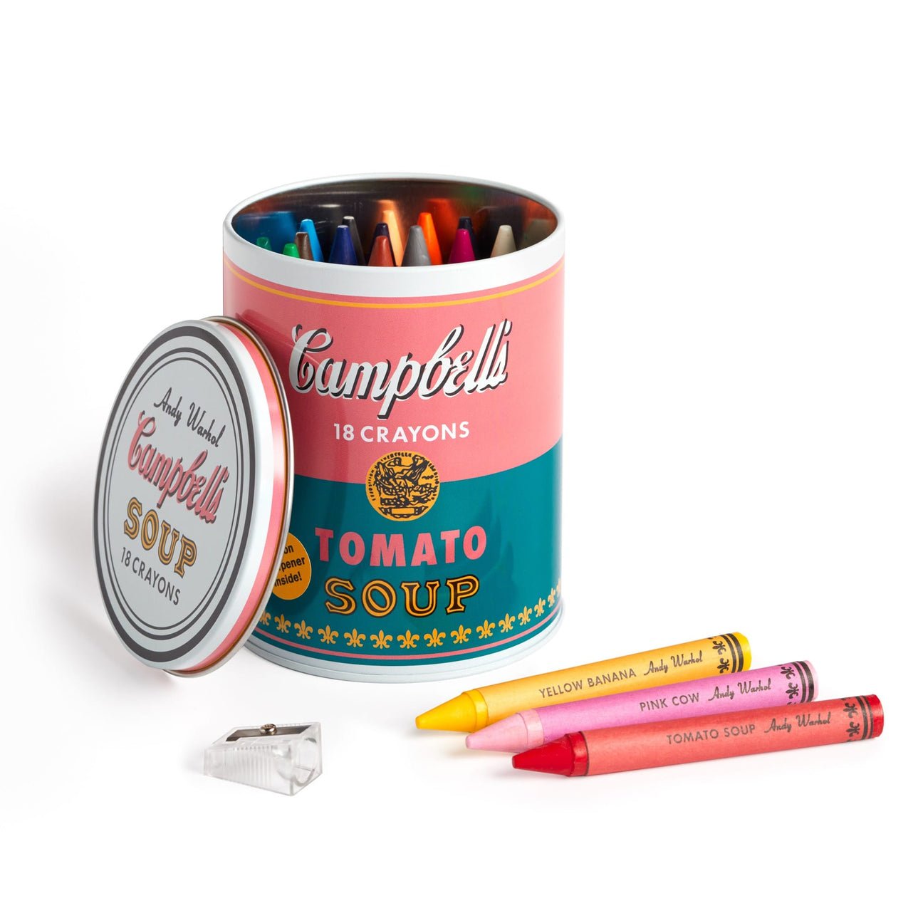 Andy Warhol Soup Can Crayons + Sharpener - Haliburtons & Co.