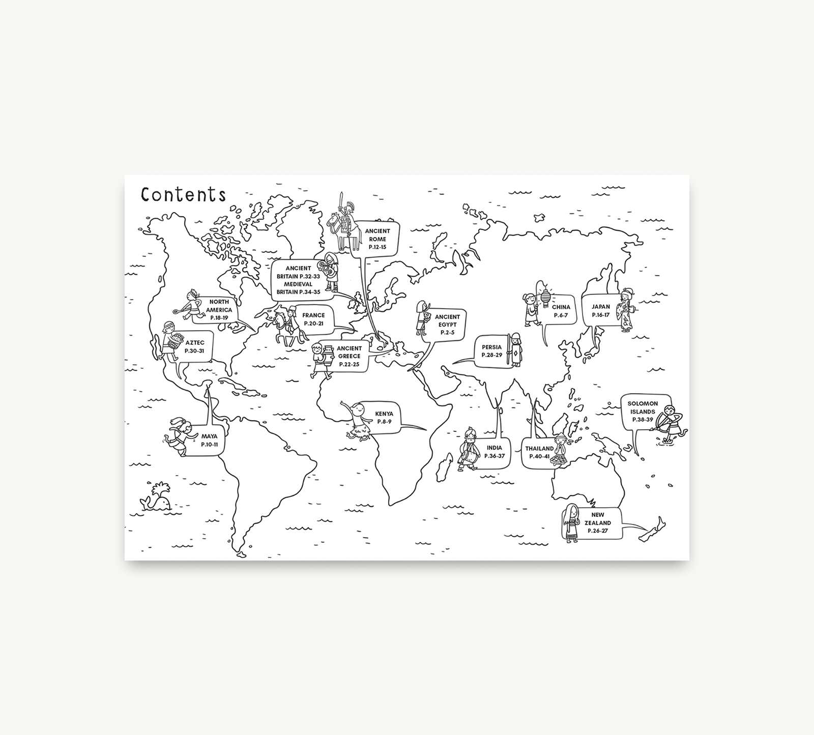 World map with labeled continents on a white background
