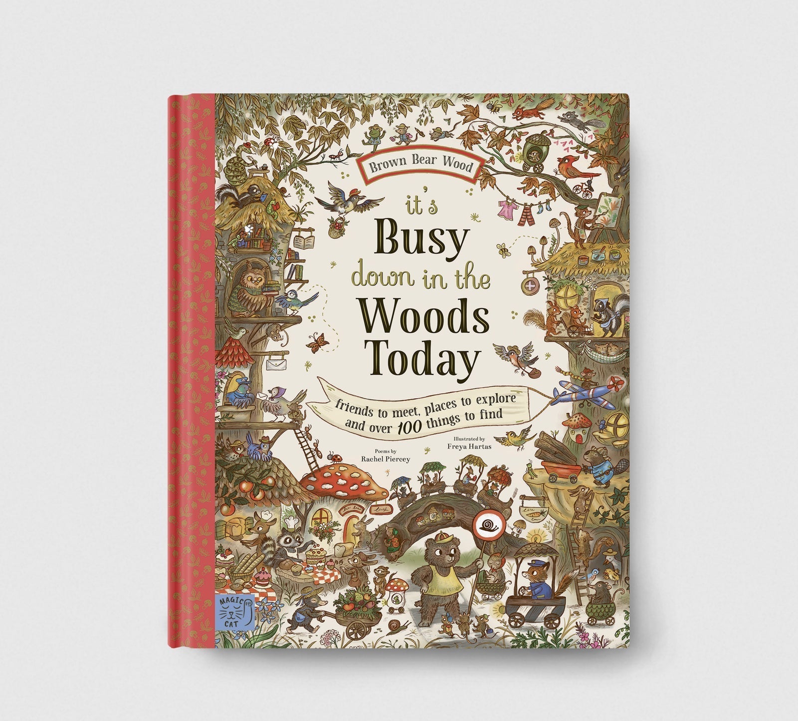 Children's book titled 'It's Busy Down in the Woods Today' with a colorful cover featuring illustrations of animals