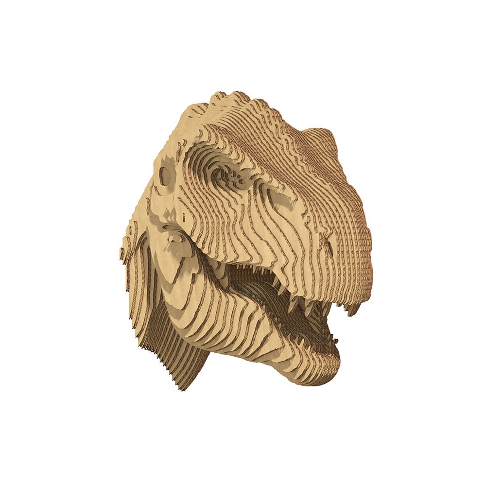 Card dinosaur head model on a white background