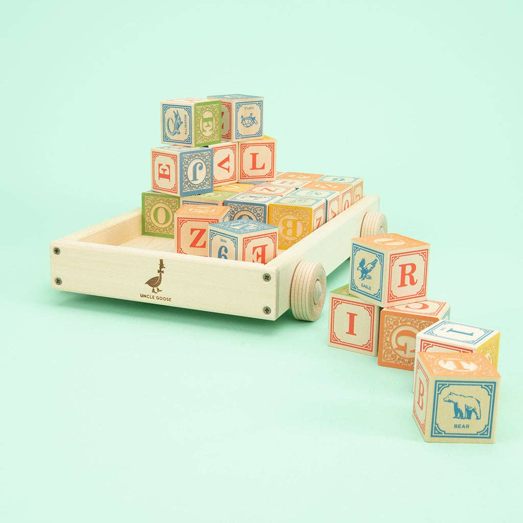 Classic ABC Blocks with Wagon - Haliburtons & Co.