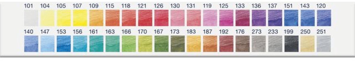 Color swatch chart with various colors on a white background