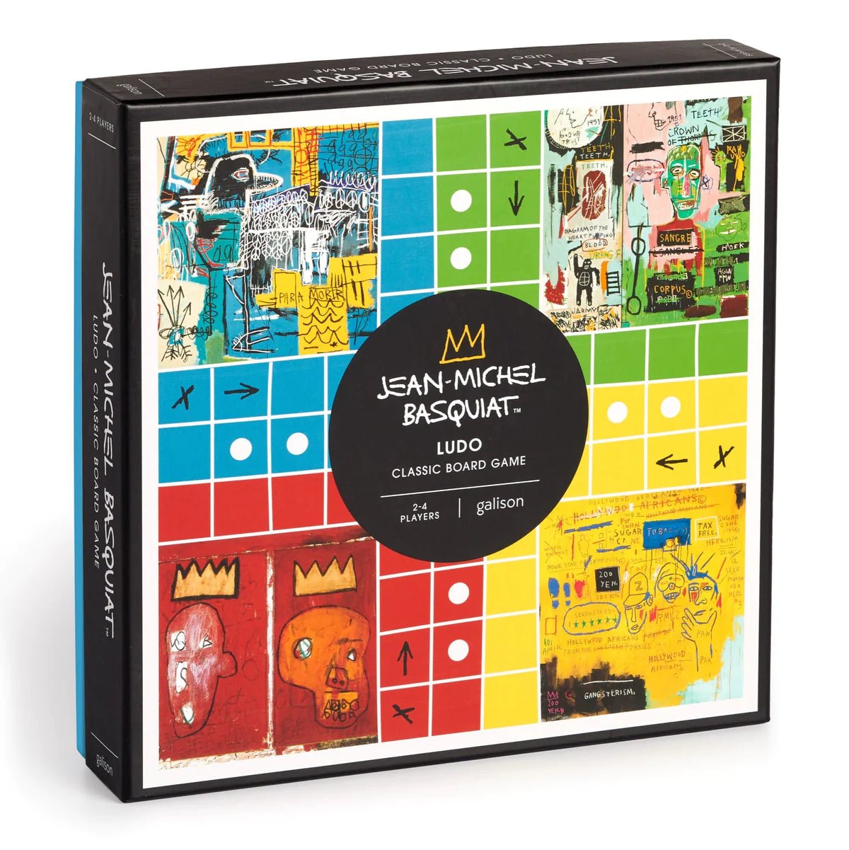 Jean-Michel Basquiat Ludo board game box with colorful design and branding.
