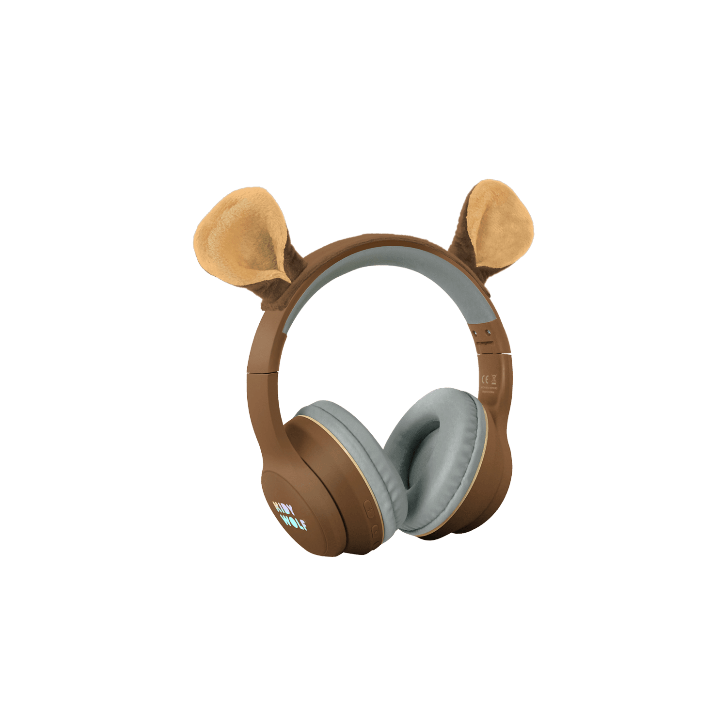 Brown headphones with bear ears on a transparent background