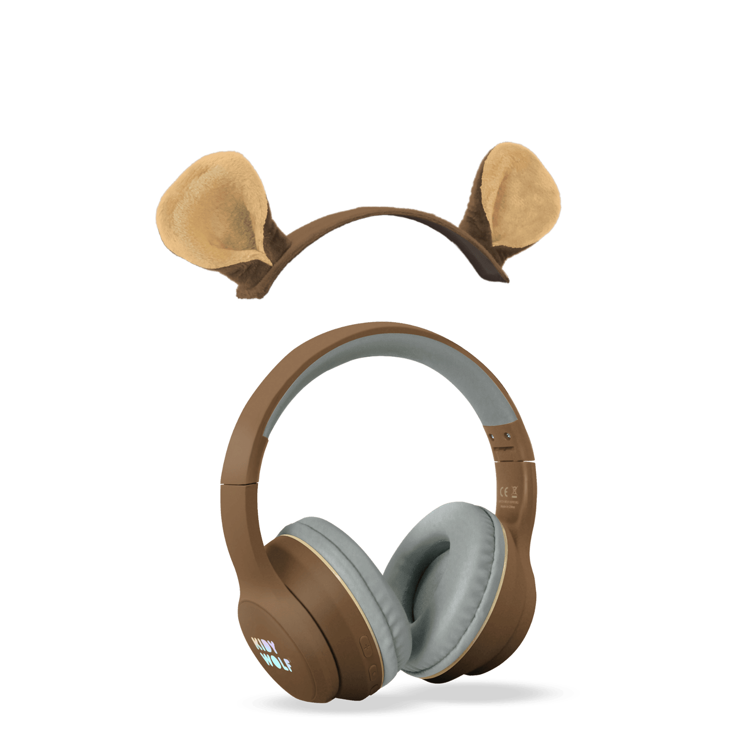 Brown headphones with deer antler design on a transparent background