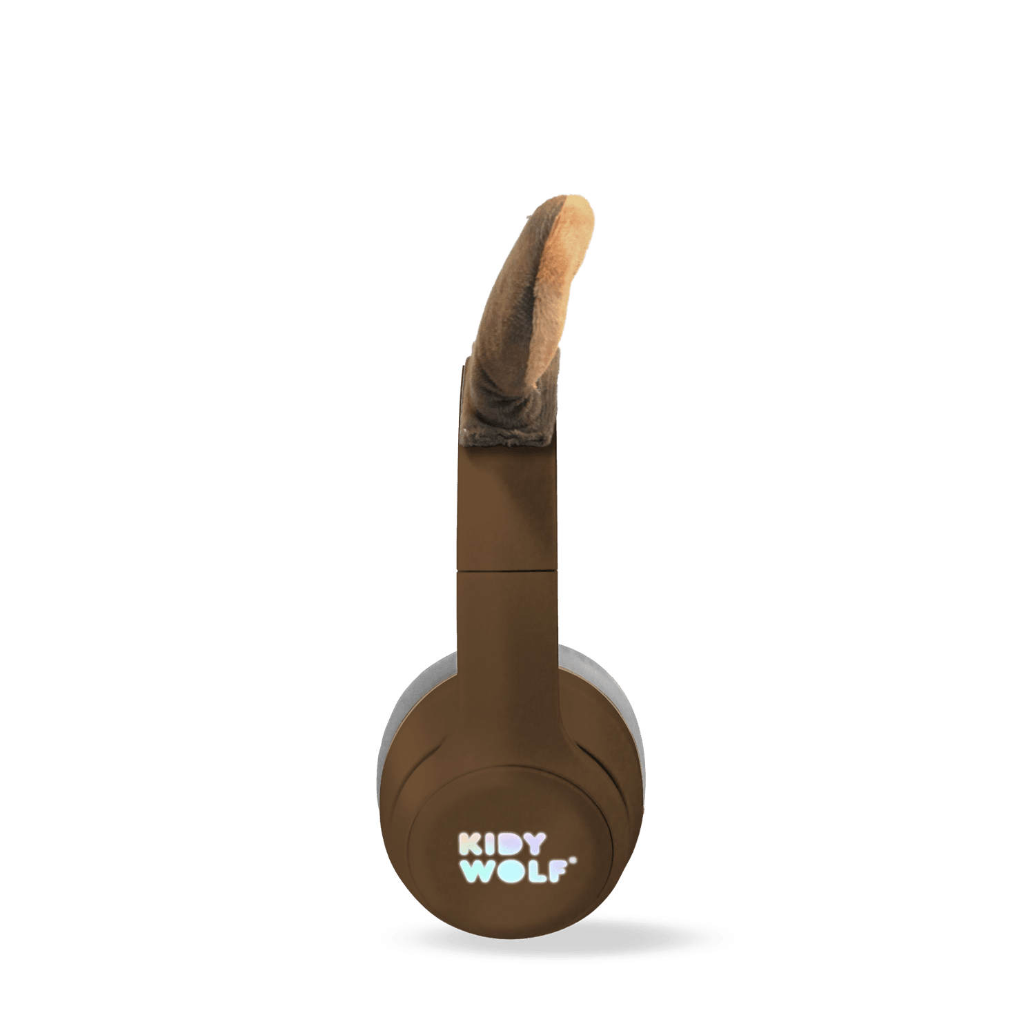 Brown headphones with a plush animal ear design on a transparent background