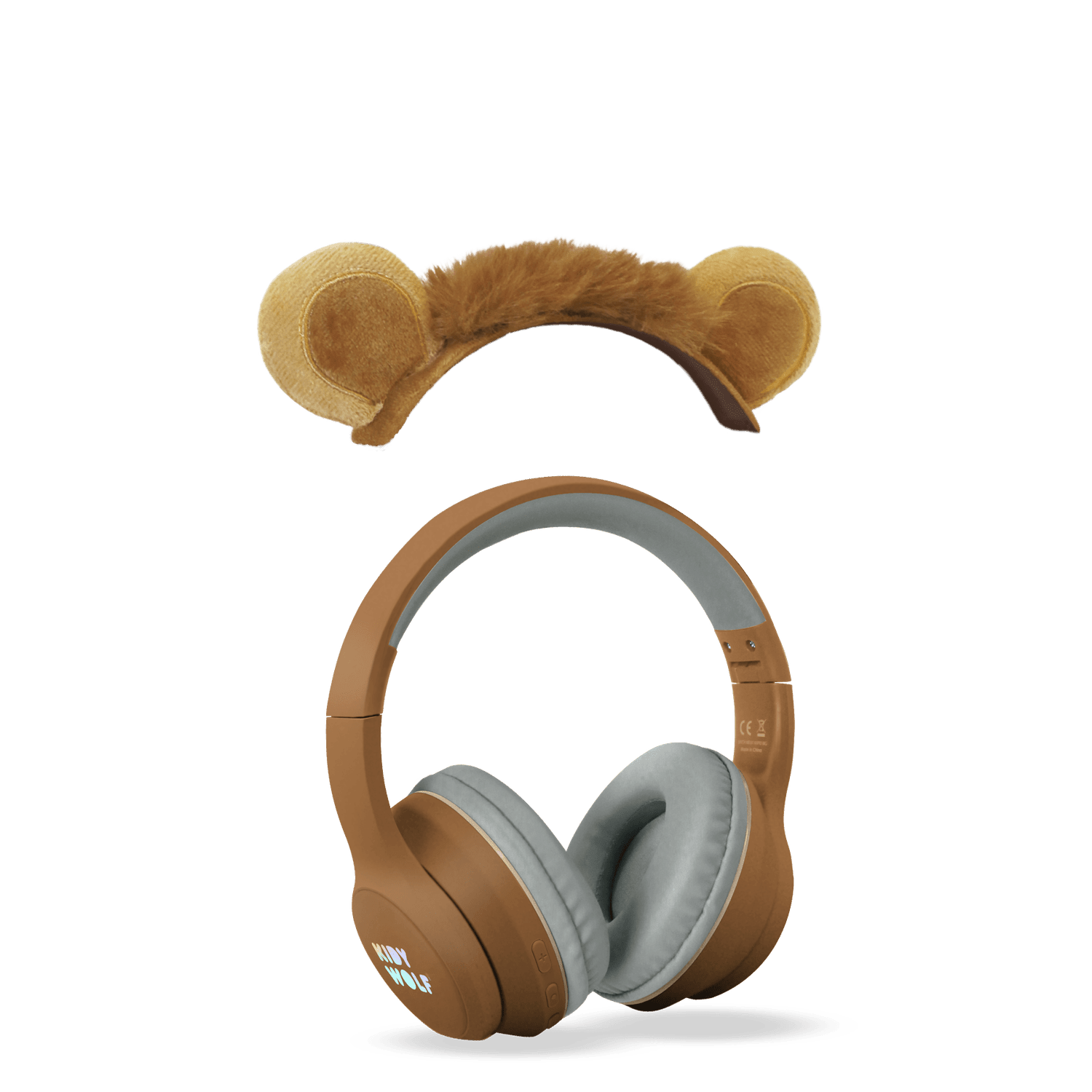 Brown headphones with bone-shaped ear covers on a transparent background
