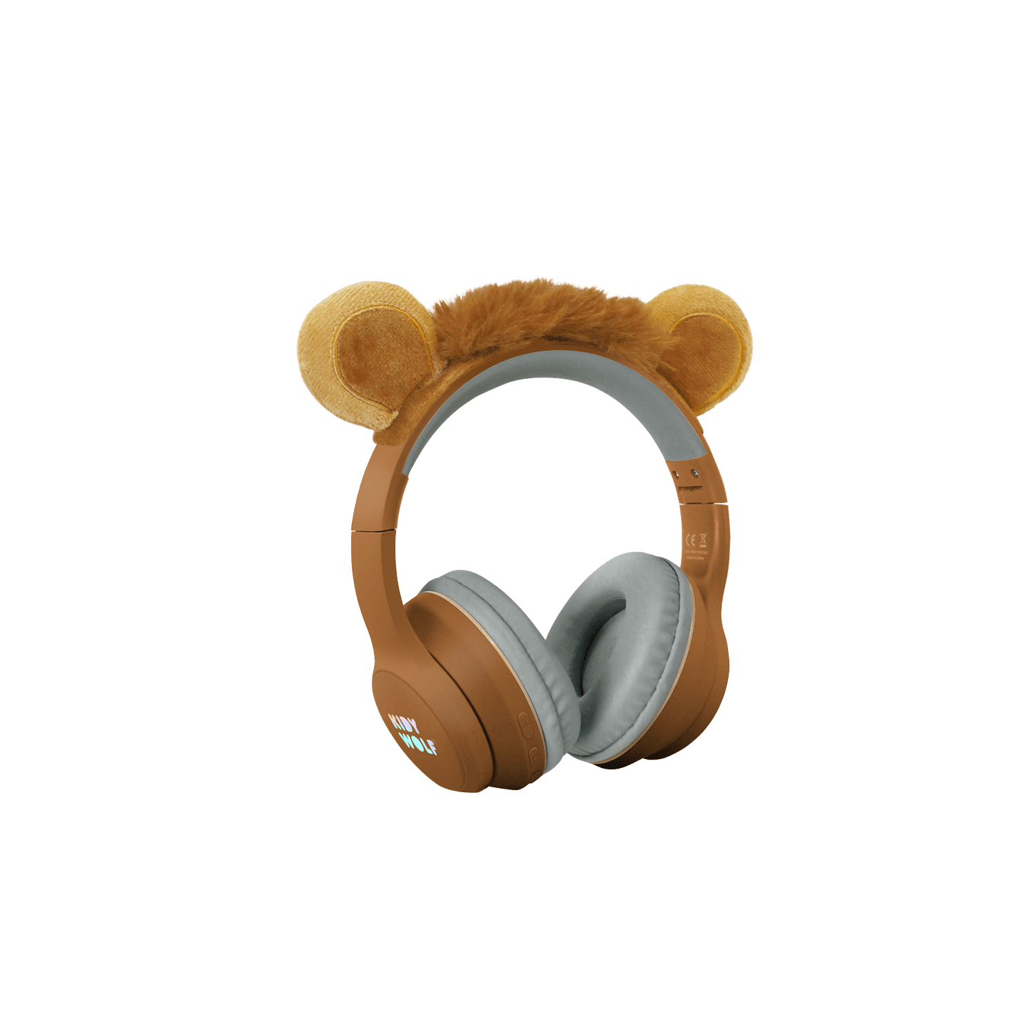 Brown headphone with lion design on a transparent background