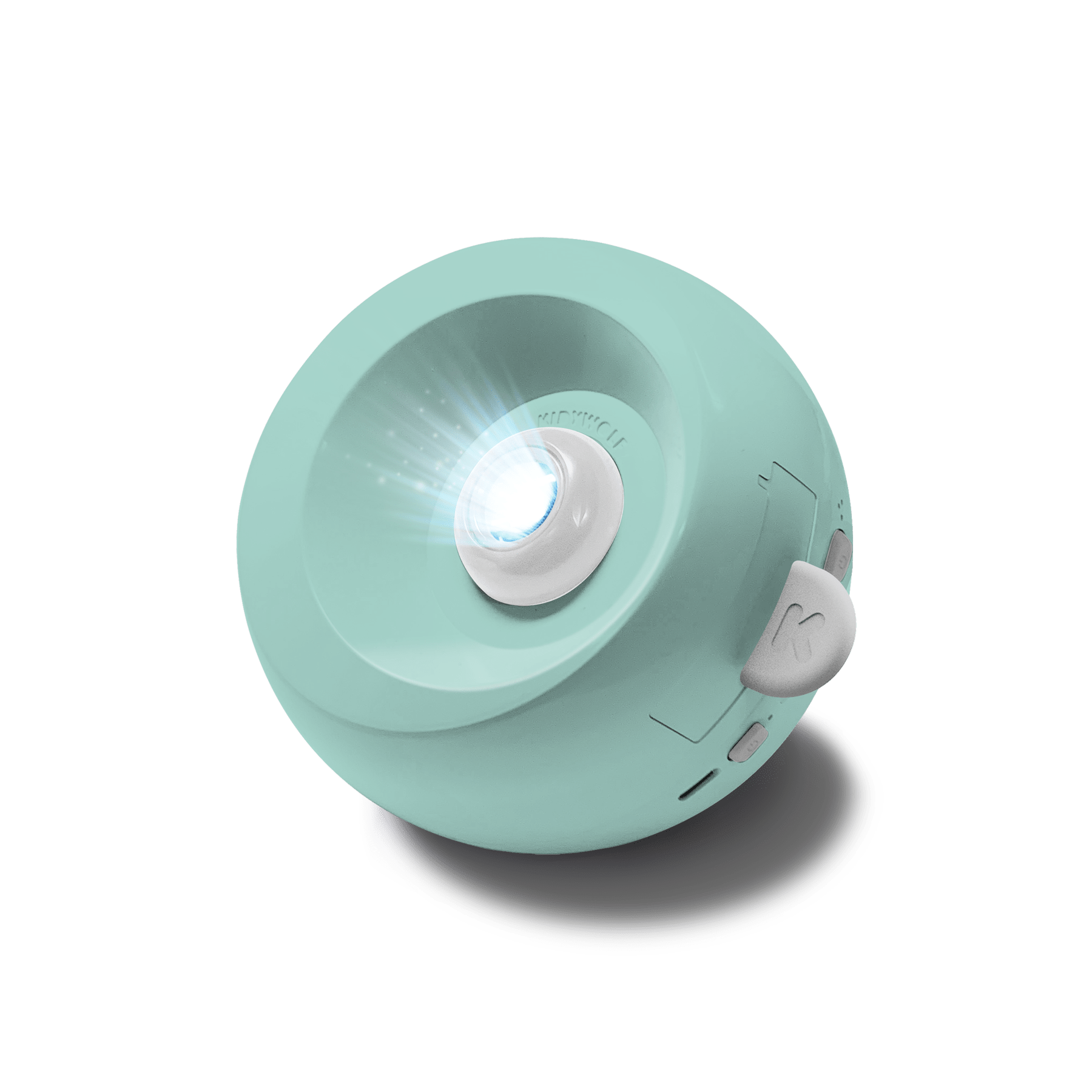 Mint green night light on a white background