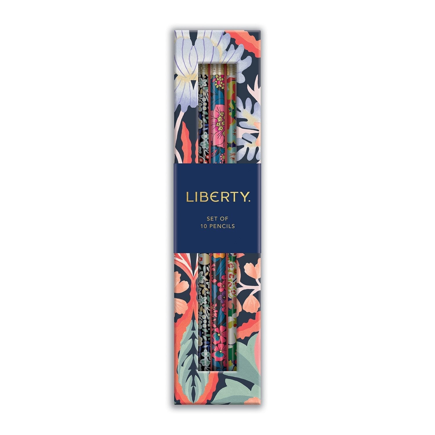 Set of 10 pencils in a Liberty packaging with floral design
