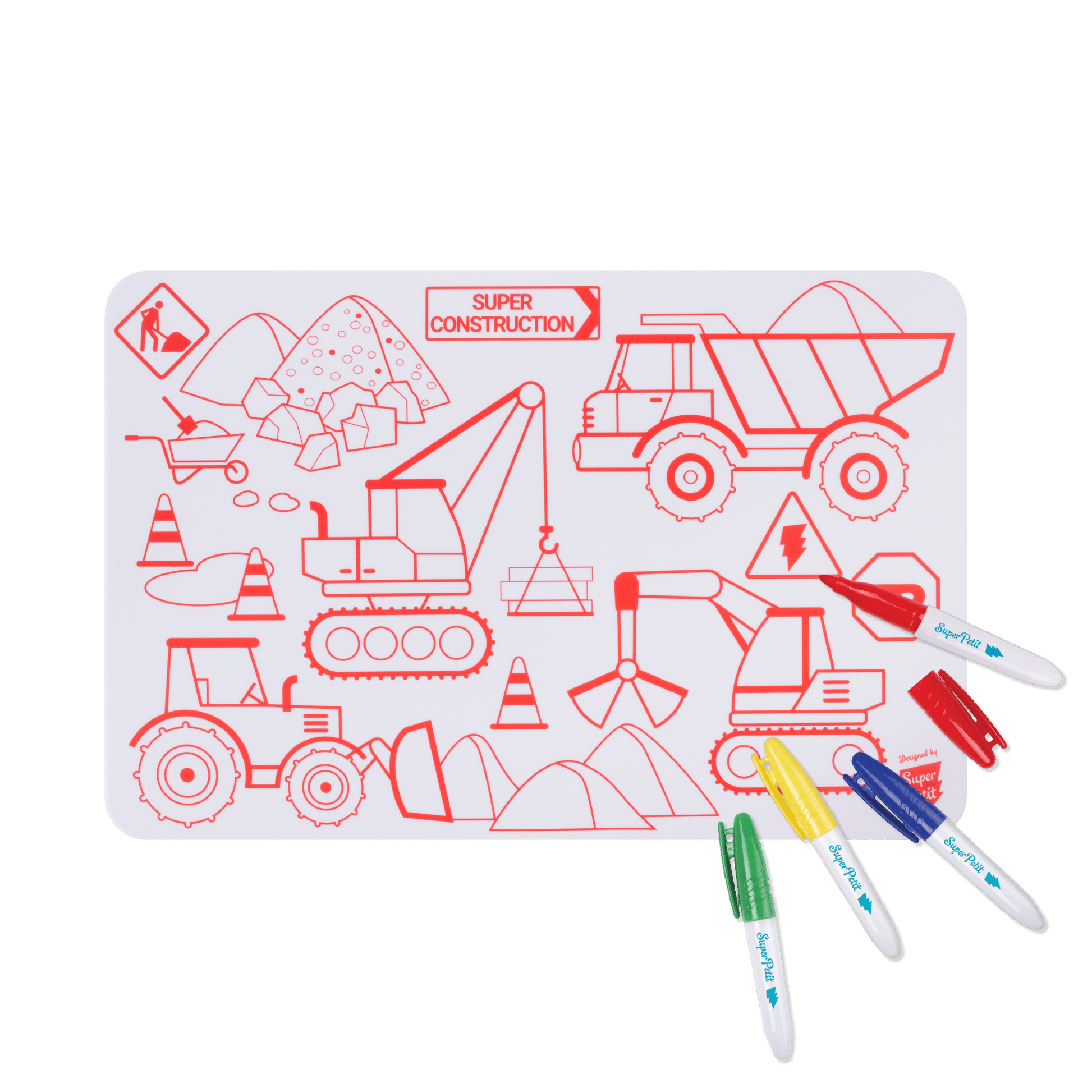 Mini Colouring Mat Set: Construction – Super Petit - Haliburtons & Co.