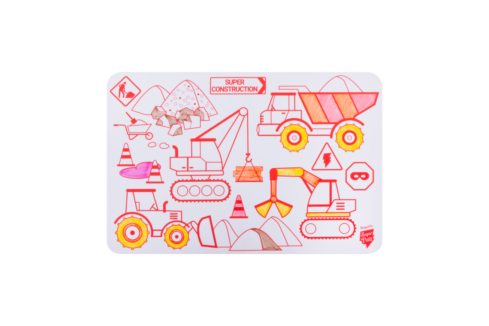 Mini Colouring Mat Set: Construction – Super Petit - Haliburtons & Co.
