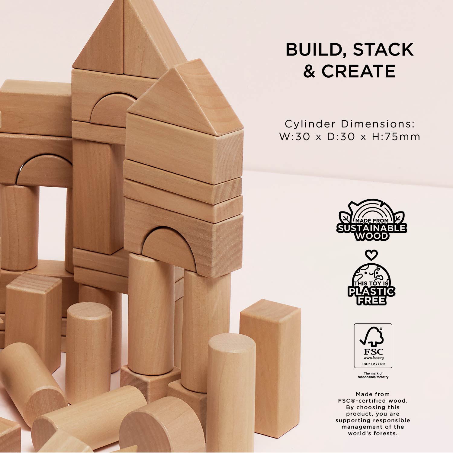 Natural Wood Building Blocks - Haliburtons & Co.