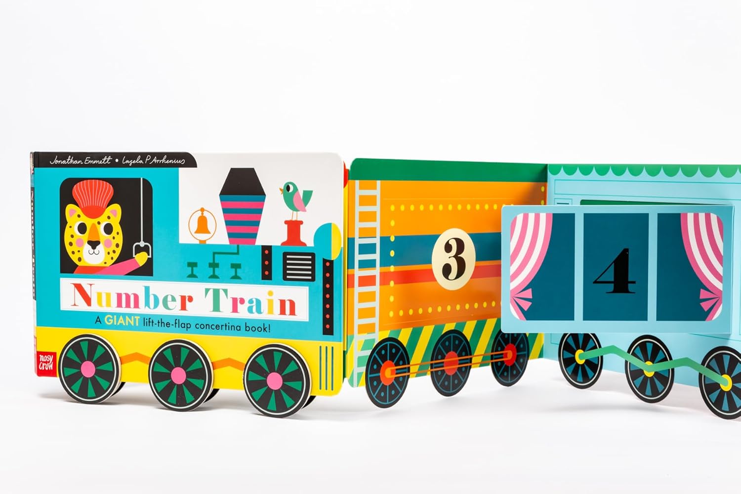 Colorful children's book titled 'Number Train' with train design on cover