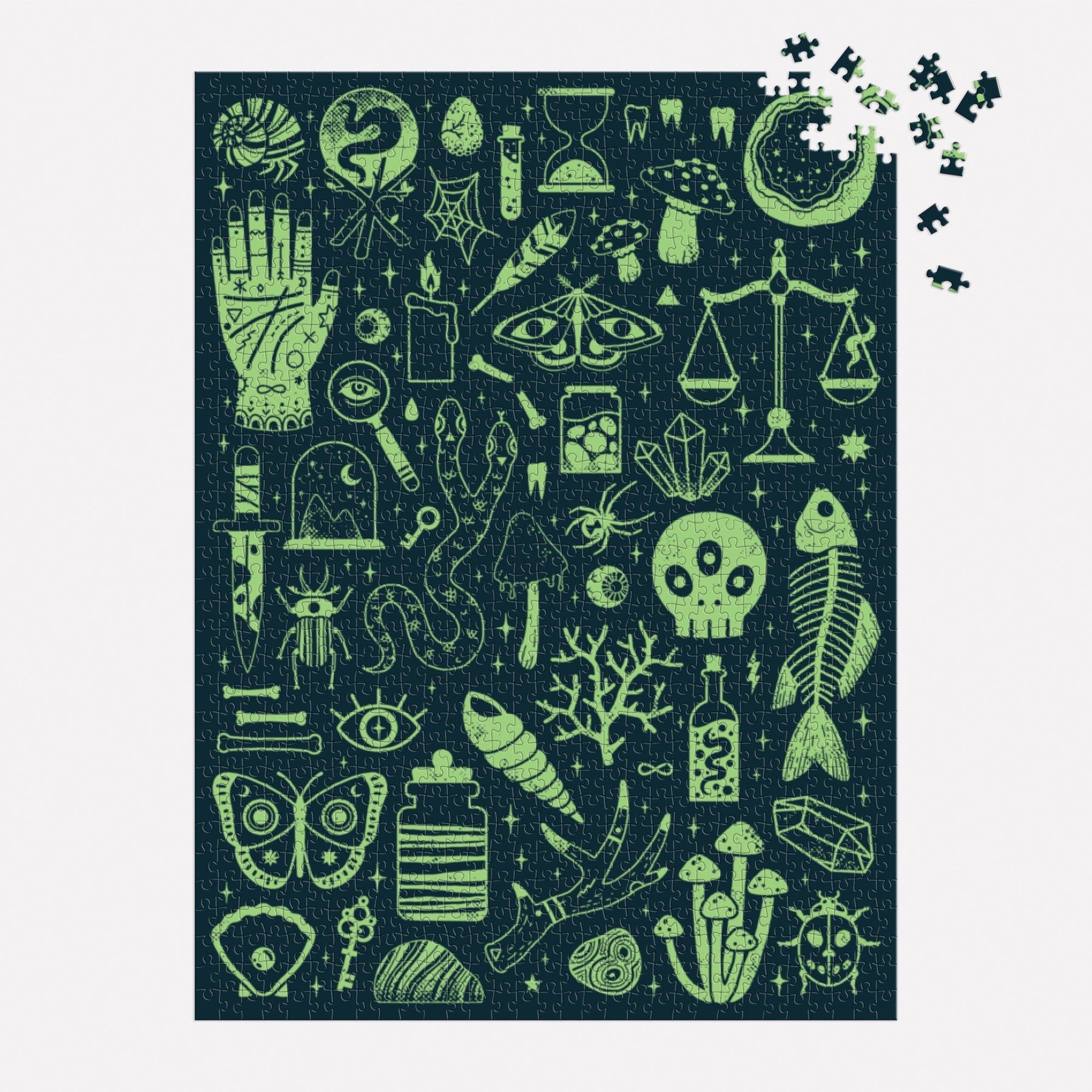 Occult and Curious: 1000 Piece Glow in the Dark Puzzle - Haliburtons & Co.
