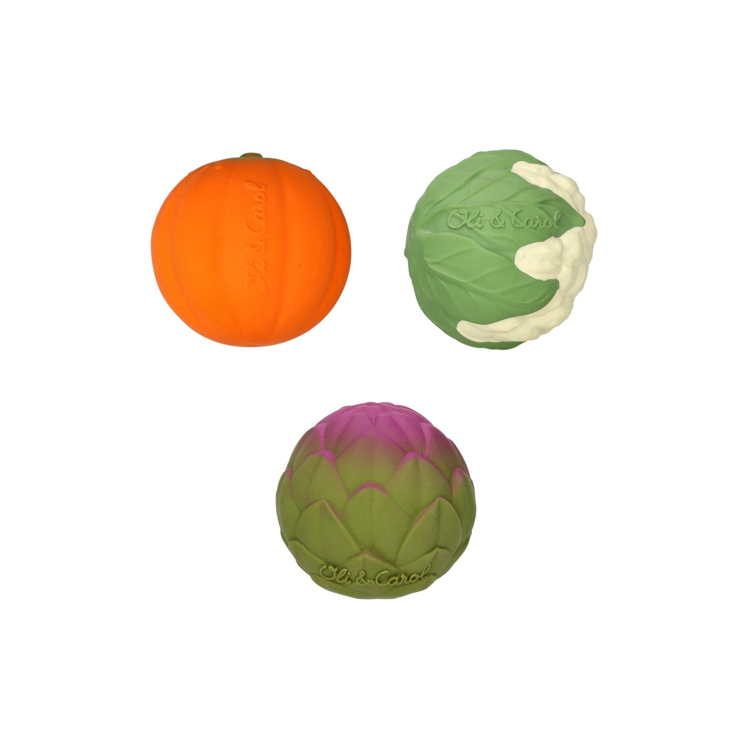 Three colorful rubber balls on a white background