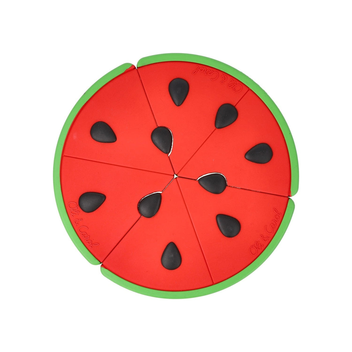 Watermelon-patterned object with green border on a white background