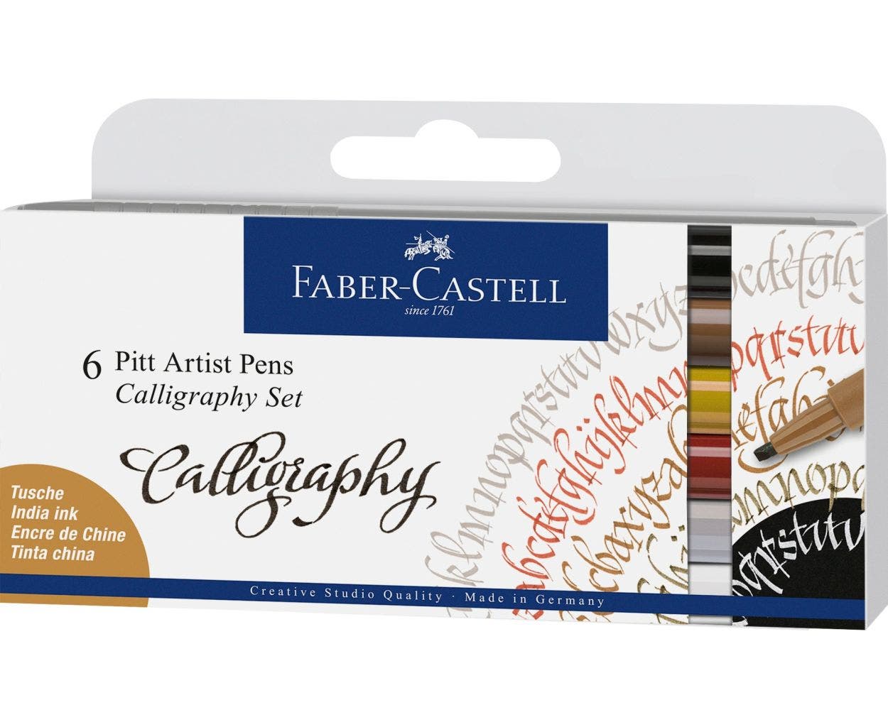 Faber-Castell Pitt Artist Pens Calligraphy Set packaging on a white background