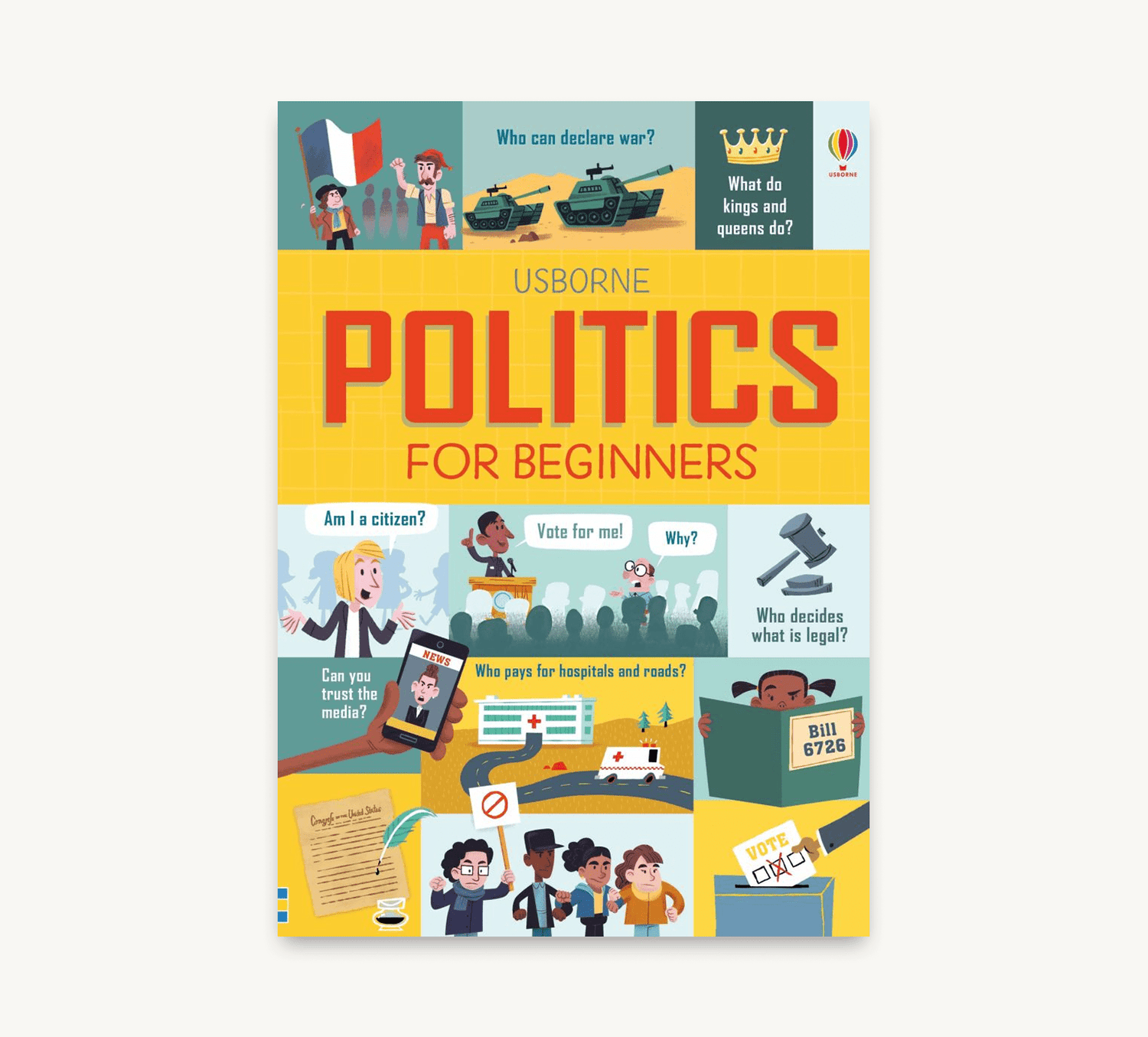 Book cover of 'Politics for Beginners' by Usborne on a white background