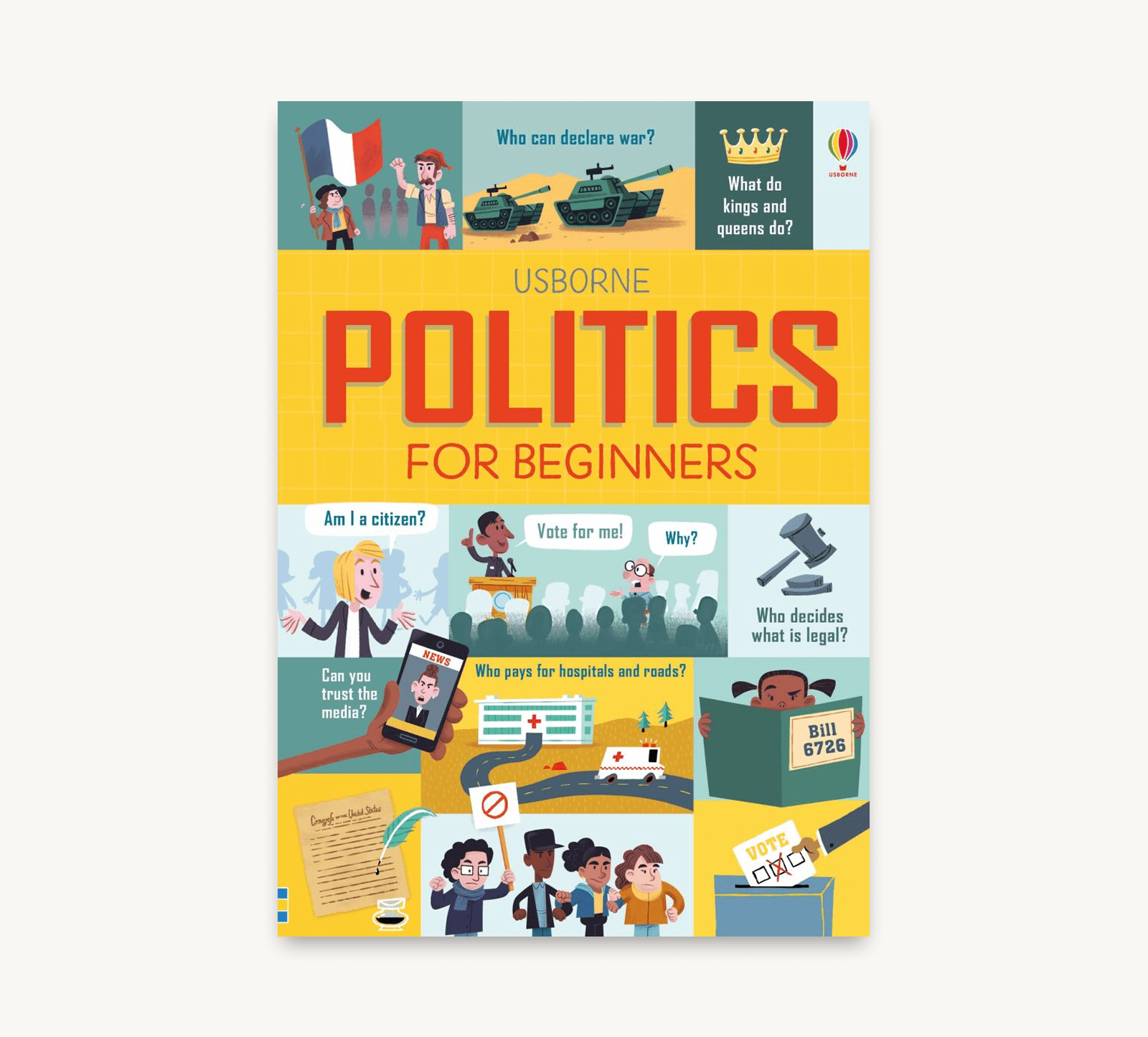 Book cover of 'Politics for Beginners' by Usborne on a white background