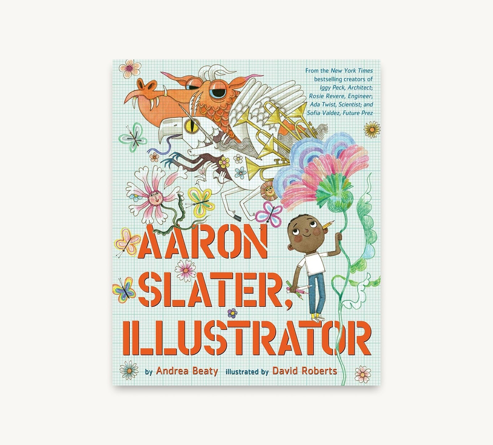 Book cover of 'Aaron Slater, Illustrator' with colorful illustrations on a white background