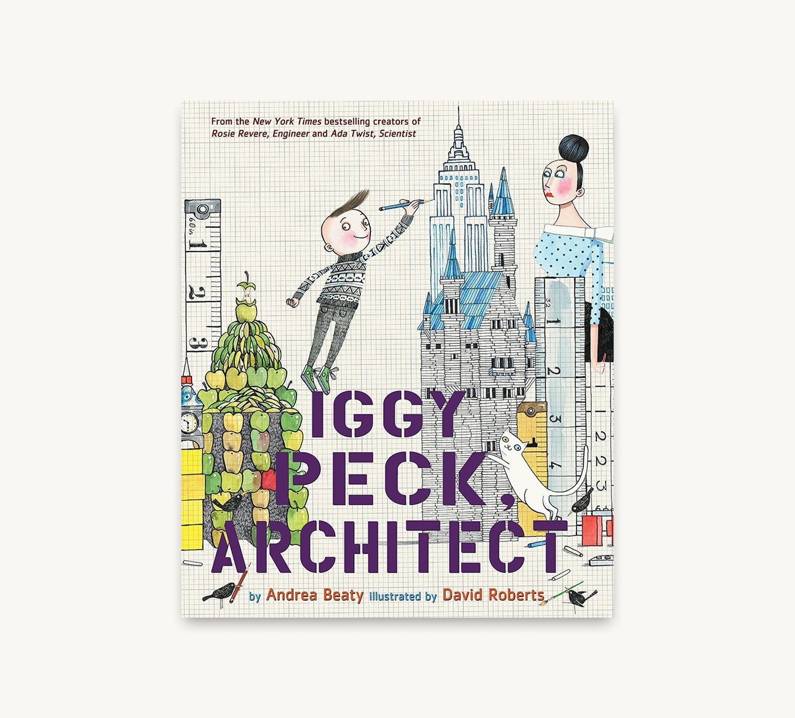 Book cover of 'Iggy Peck, Architect' with illustrations of a boy and a castle.