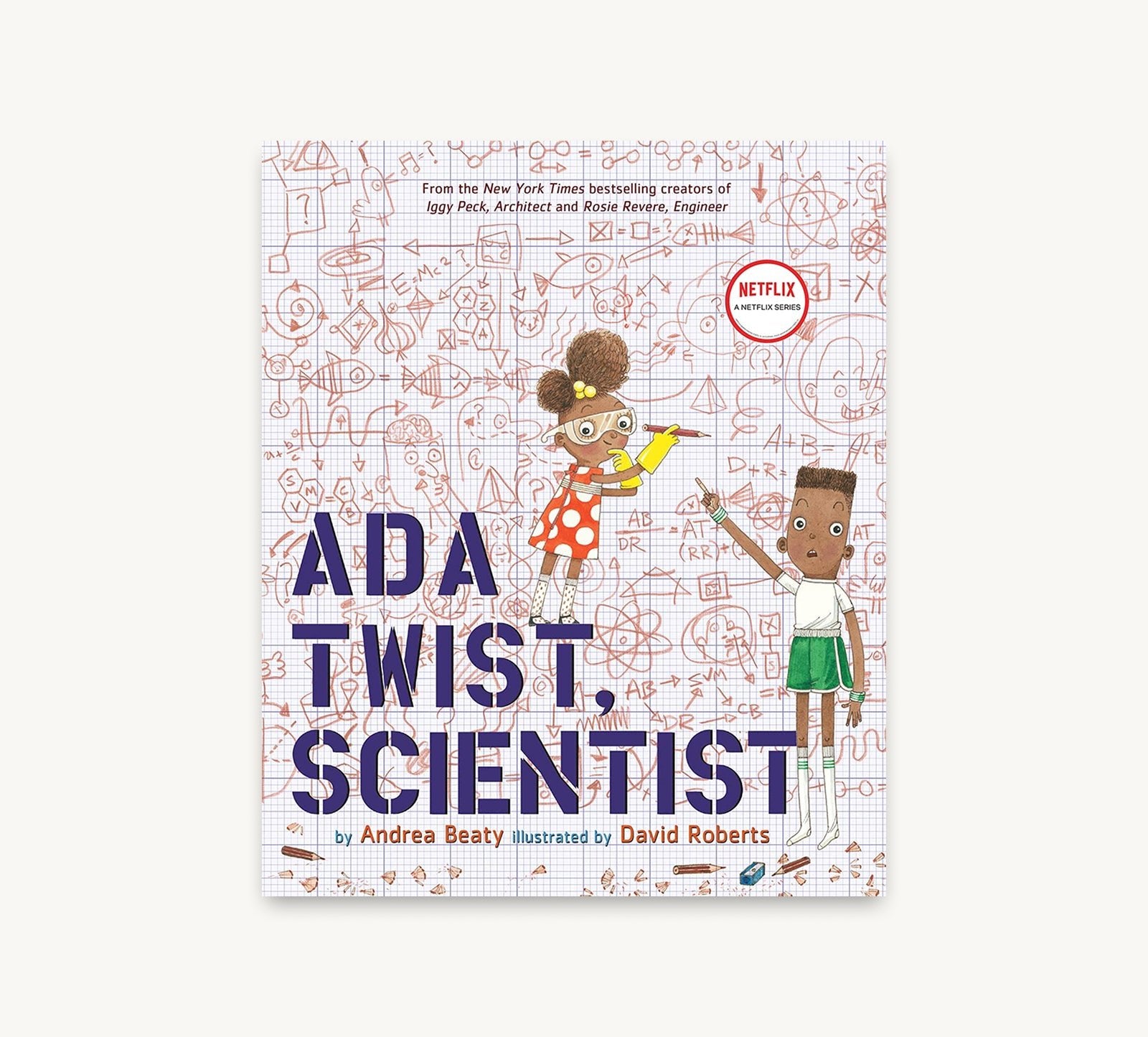 Book cover of 'Ada Twist, Scientist' with two children on a white background