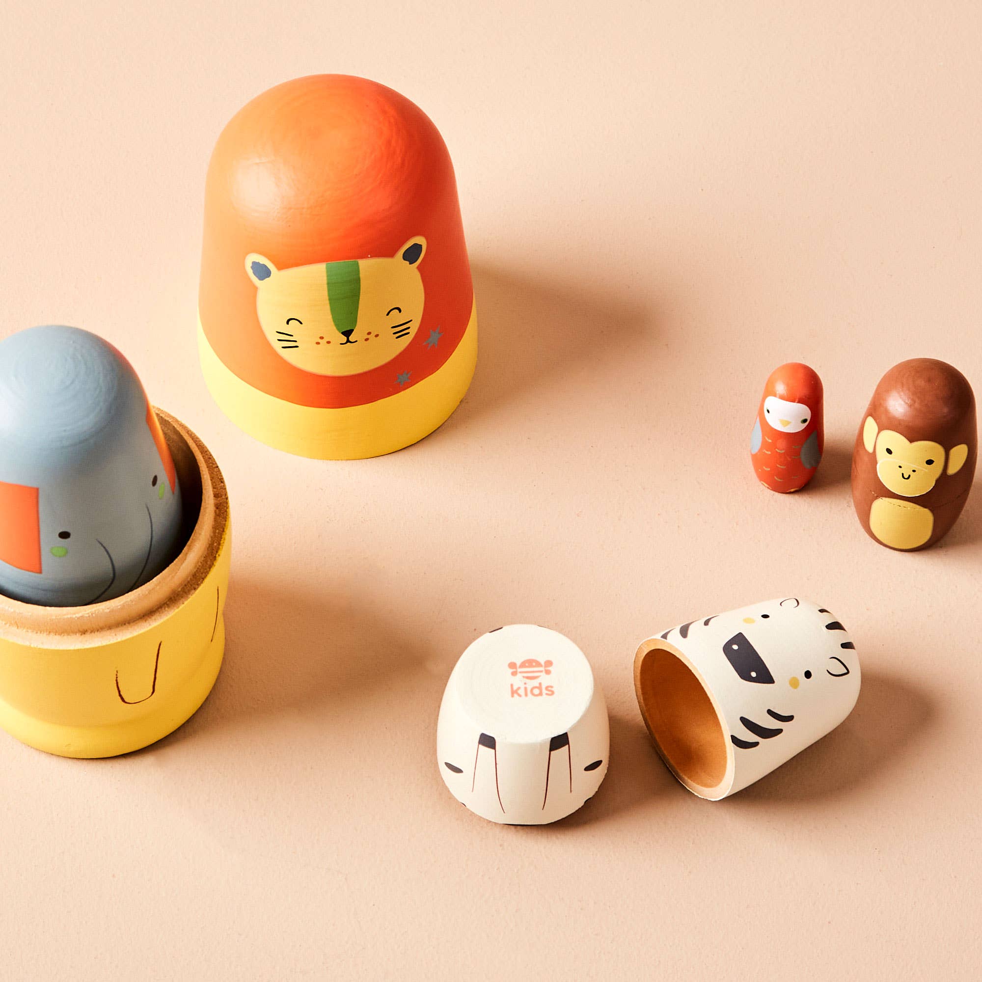 Safari Animal Wooden Nesting Dolls by Just Bee Kids - Haliburtons & Co.