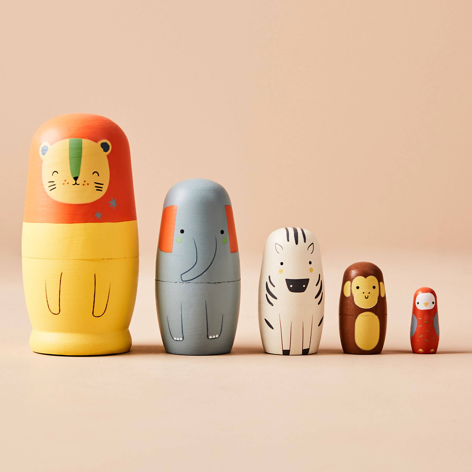 Safari Animal Wooden Nesting Dolls by Just Bee Kids - Haliburtons & Co.