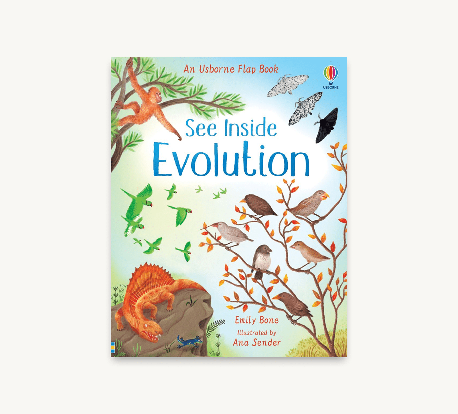 Book cover of 'See Inside Evolution' with illustrations of animals and text on a white background