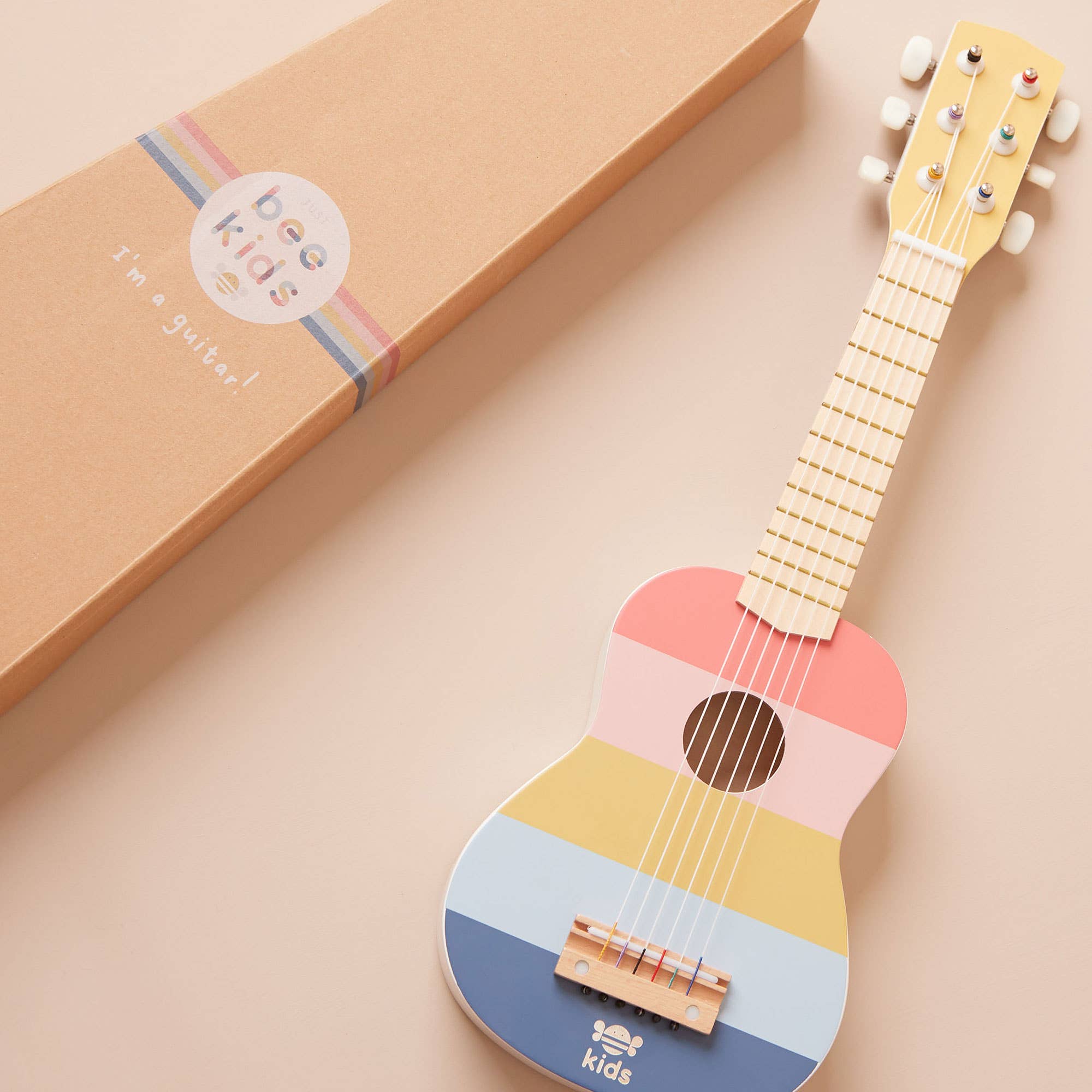 Stripe Wooden Guitar Toy by Just Bee Kids - Haliburtons & Co.