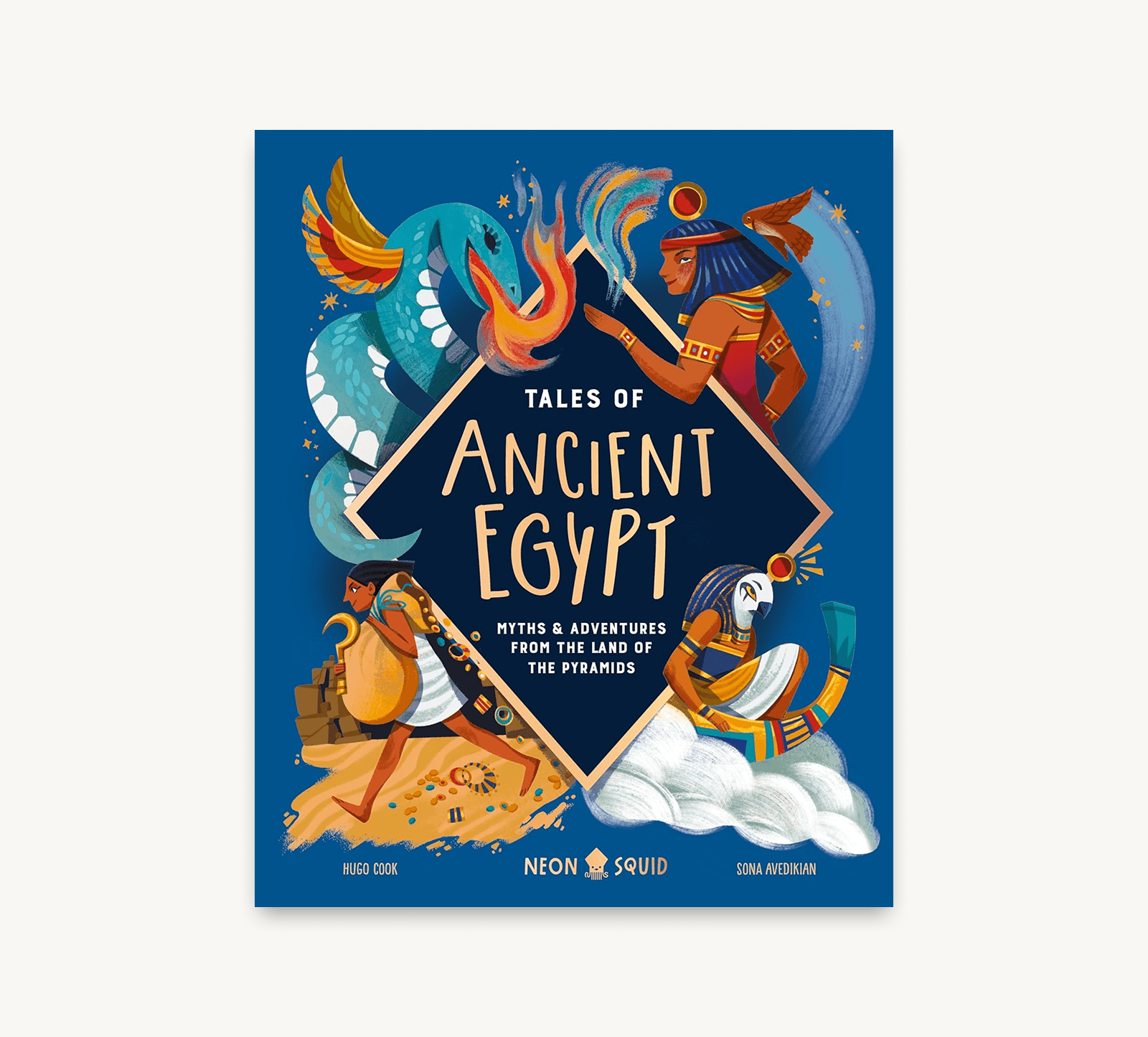 Book cover of 'Tales of Ancient Egypt' with colorful illustrations on a blue background