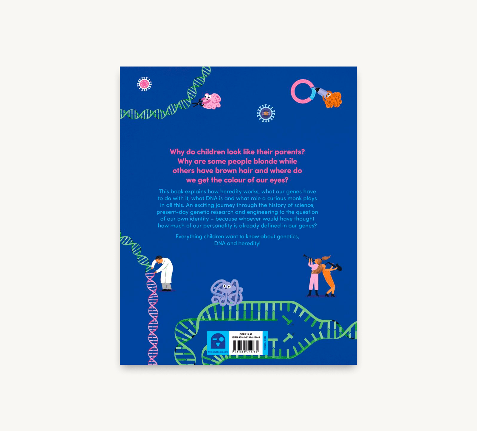Book cover with colorful illustrations and text on a blue background