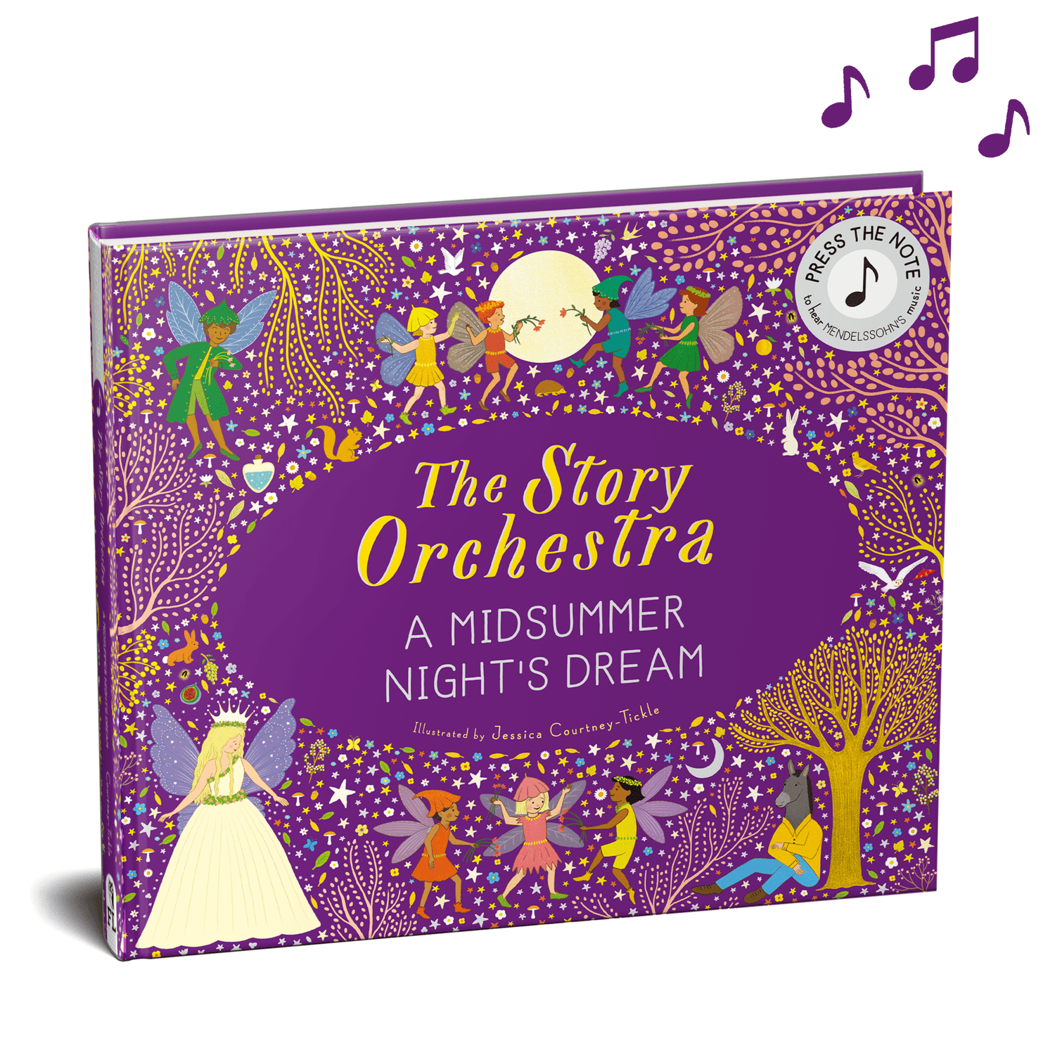 Children's book titled 'The Story Orchestra: A Midsummer Night's Dream' with fairy illustrations on a purple background.
