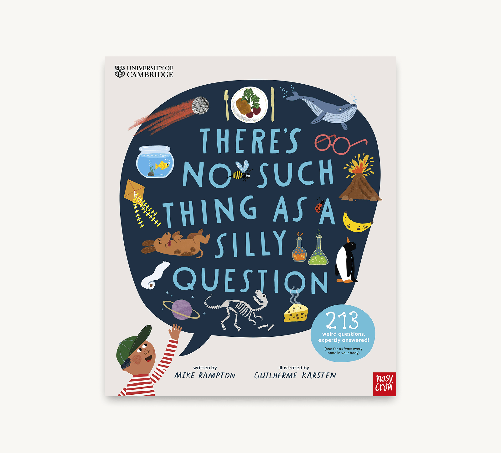 Book cover with illustrations and text 'There's no such thing as a silly question' on a white background
