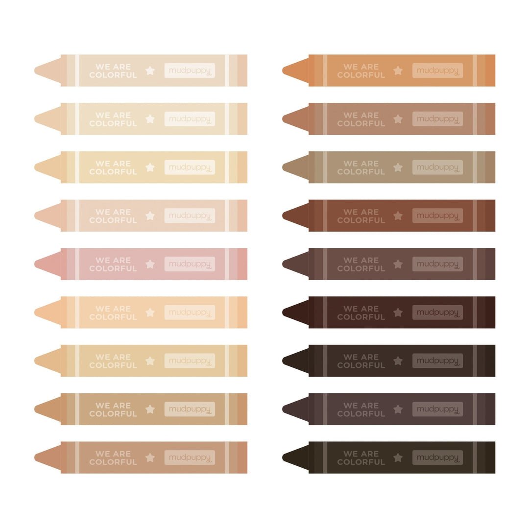 Set of colorful crayons with 'WE ARE COLORFUL' text on a white background