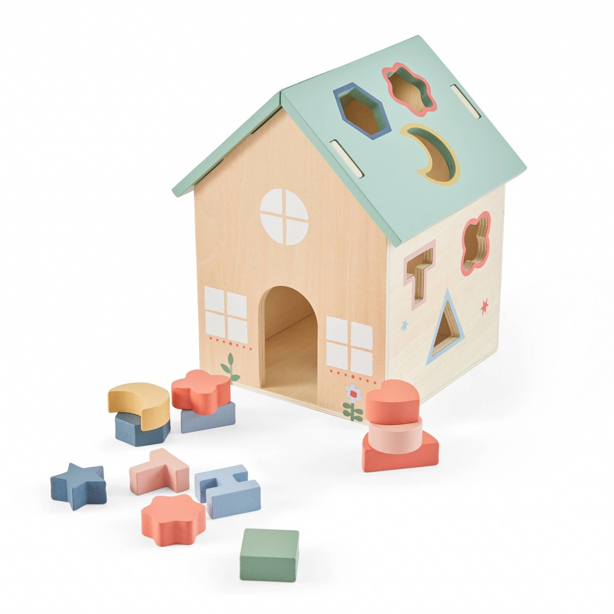 Wooden Shape Sorter House by Just Bee Kids - Haliburtons & Co.