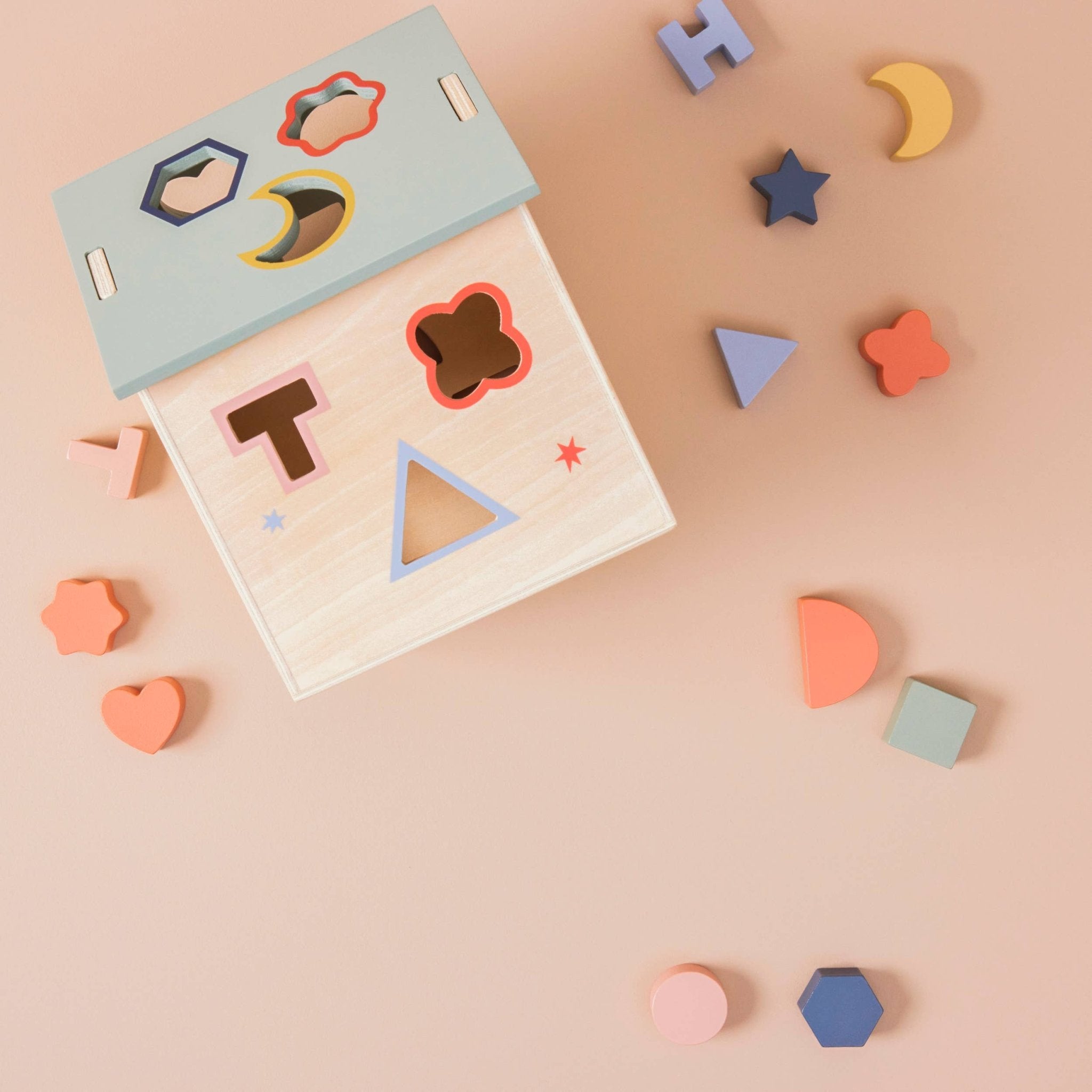 Wooden Shape Sorter House by Just Bee Kids - Haliburtons & Co.